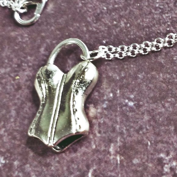 Silver 3D Corset Bust Necklace - Picture 2 of 3